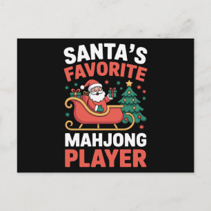 Santas Lieblings-Mahjong-Spieler Weihnachtsschlitt Feiertagspostkarte