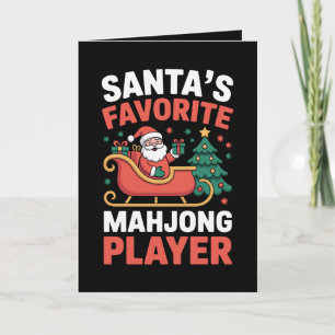 Santas Lieblings-Mahjong-Spieler Weihnachtsschlitt Karte