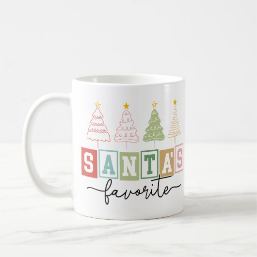 "Santa's Lieblings" Moderne, pastellfarbene Weihna Kaffeetasse (Links)