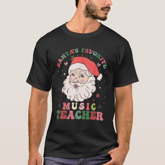 Santa's Lieblings-Musiklehrerin Retro Groovy Chris T-Shirt (Vorderseite)