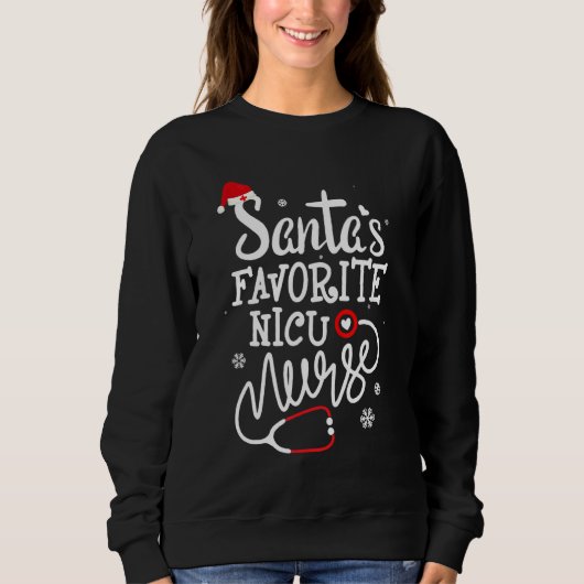Santa's Lieblings Nicu Nurse Xmas Light Weihnachts Sweatshirt (Vorderseite)