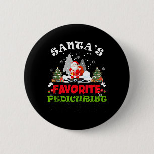 Santas Lieblings-Pediküre-Witziges Weihnachten Button