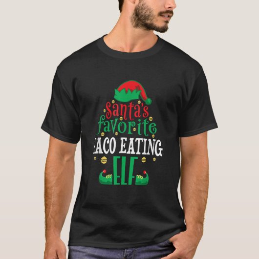 Santa's Lieblings Taco Eating Elf Weihnachtsfamili T-Shirt (Vorderseite)