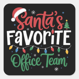 Santas Lieblings-Team Weihnachten Lustig Büroarbei Quadratischer Aufkleber