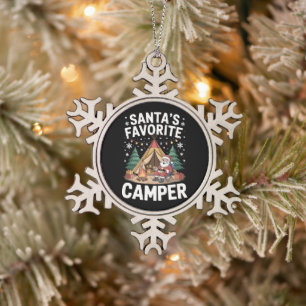Santas Lieblingscamper Weihnachtszelt Lagerfeuer Schneeflocken Zinn-Ornament