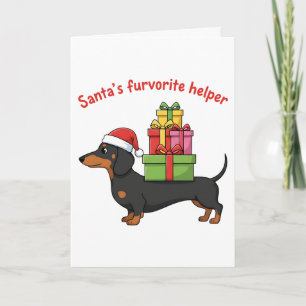 Santas Lieblingshelfer-Dachshund Feiertagskarte