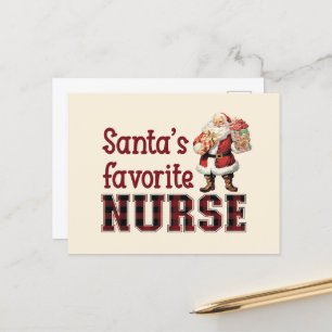 Santa's Lieblingskrankenschwester, Weihnachts-Dank Feiertagspostkarte