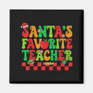 Santas Lieblingslehrer Retro Groovy Weihnachten Xm Magnet
