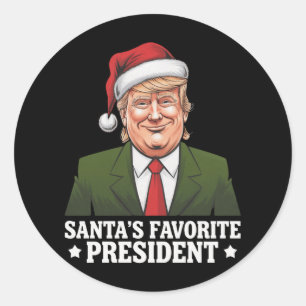 Santas Lieblingspräsident lustiger Trump Weihnacht Runder Aufkleber