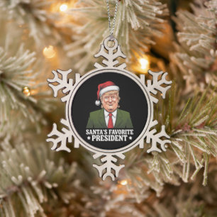 Santas Lieblingspräsident lustiger Trump Weihnacht Schneeflocken Zinn-Ornament