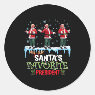 Santas Lieblingspräsident Santa Trump Tanz Lustig Runder Aufkleber