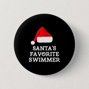 Santa's Lieblingsschwimmer Weihnachten Lustiges Xm Button