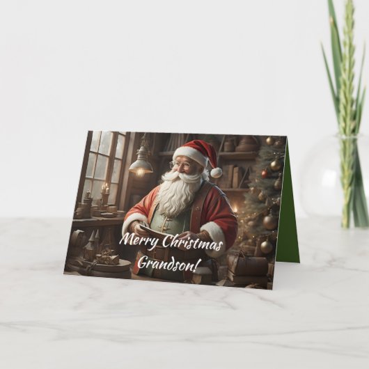 SANTA'S LIST-GRANDSON CHRISTMAS CARD DANKESKARTE (Vorderseite)