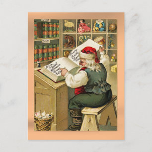 "Santas Liste" Vintage Feiertagspostkarte