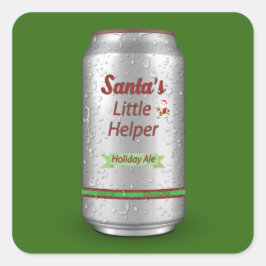 Santa's Little Helper Beer Can Quadratischer Aufkleber