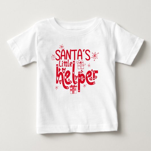 Santas Little Helper Heart Red Script Geschenkmoti Baby T-shirt (Vorderseite)