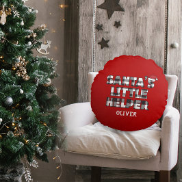 Santa's Little Helper Personalized  Rundes Kissen