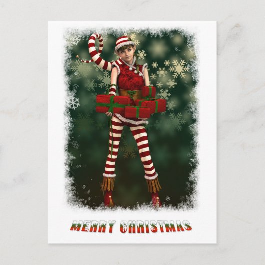 Santas Little Helper Sophie Feiertagspostkarte (Vorderseite)