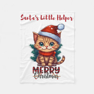 Santa's Little Helper- Süße Katze Frohe Weihnachte Fleecedecke