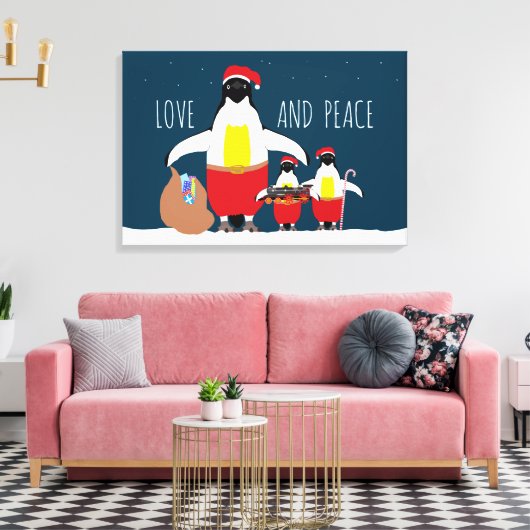 Santa's Little Helpers Liebe und Peace Canvas Prin Leinwanddruck (Insitu (Wohnzimmer))