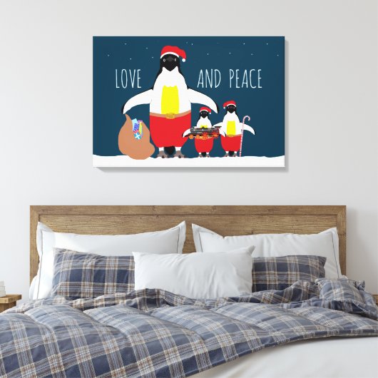 Santa's Little Helpers Liebe und Peace Canvas Prin Leinwanddruck (Insitu (Schlafzimmer))