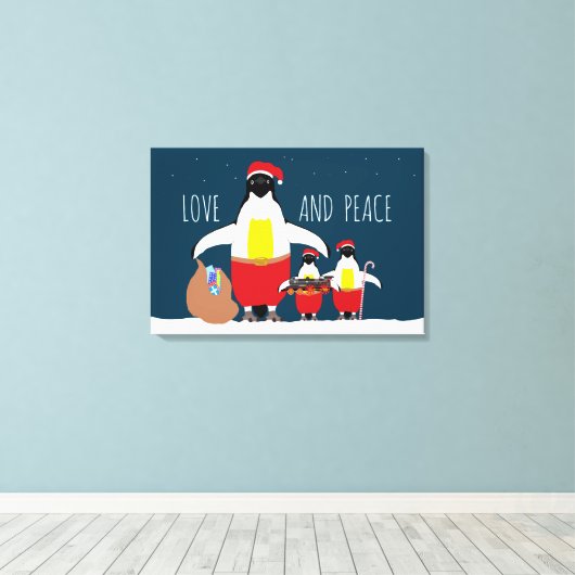 Santa's Little Helpers Liebe und Peace Canvas Prin Leinwanddruck (Insitu (Holzboden))