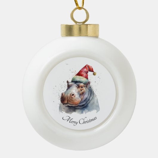 Santa's Little Hippo, Brauch Keramik Kugel-Ornament (Vorderseite)