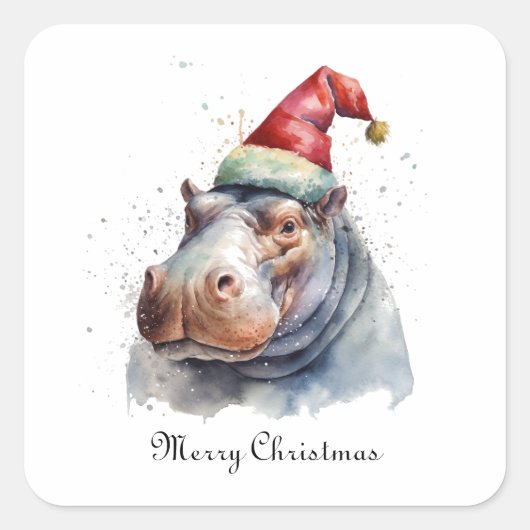 Santa's Little Hippo, Brauch Quadratischer Aufkleber (Vorderseite)