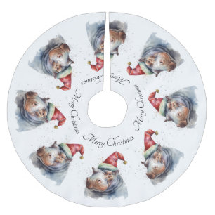 Santa's Little Hippo, individuell Polyester Weihnachtsbaumdecke