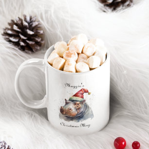 Santa's Little Hippo, individuell Zweifarbige Tasse