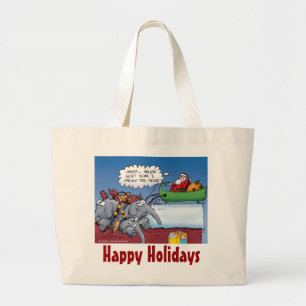Santas lustige Weihnachts-Cartoon-Elefanten Jumbo Stoffbeutel