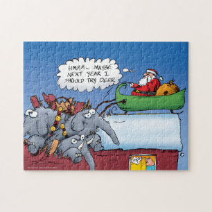 Santas lustige Weihnachtsrätsel mit Elefanten Puzzle