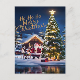 Santas Magic Ride durch schneebedeckte Nacht Postkarte