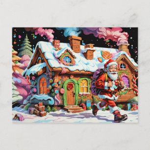 Santa's magisches Süßigkeitenhaus Winterwunderland Postkarte