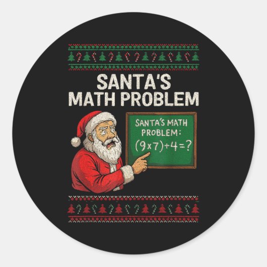 Santa's Math Problem 67 Viral Meme Christmas Ugly Runder Aufkleber (Vorderseite)