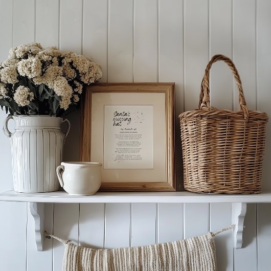 Santa's Missing Hat Funny Christmas Print Poster