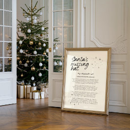 Santa's Missing Hat Funny Christmas Print Poster
