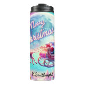 Santas Mondschein-Geschenkflug Thermosbecher (Vorderseite)