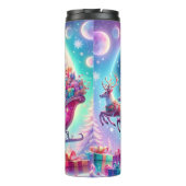 Santas Mondschein-Geschenkflug Thermosbecher (Rückseite)