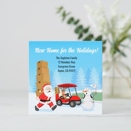 Santa's Moving Boxes with Reindeer on Golf Course Ankündigung (Stehend Vorderseite)