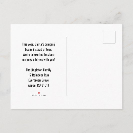 Santa's Moving Boxes with Reindeer on Golf Course Ankündigungspostkarte (Rückseite)