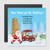Santa's Moving Boxes with Reindeer on Golf Course  Magnetkarte (Vorne/Hinten)