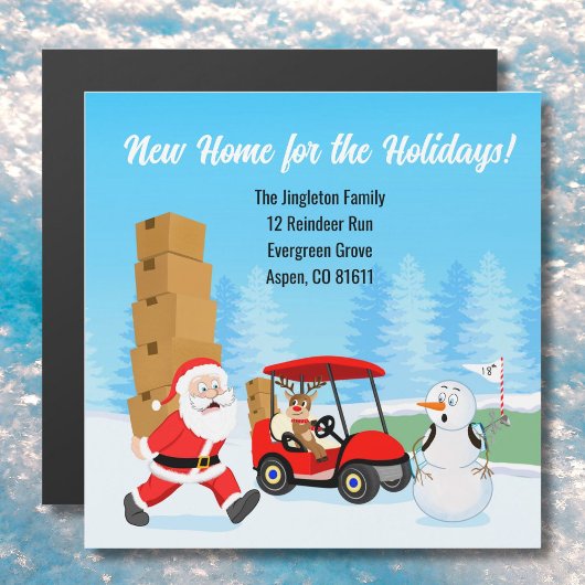 Santa's Moving Boxes with Reindeer on Golf Course  Magnetkarte