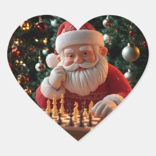 Santas nächster Zug – Lustiger Schach-Weihnachtsau Herz-Aufkleber