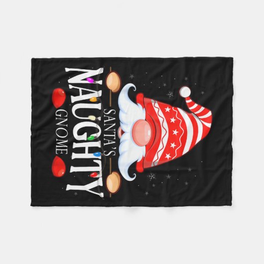 Santa's Naughty Gnome Matching Christmas Pajama Fleecedecke (Vorderseite (Horizontal))