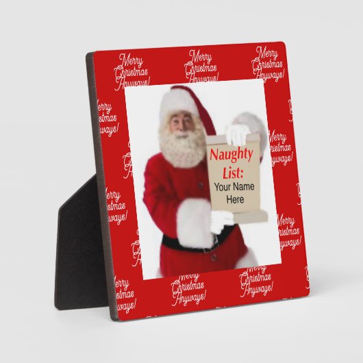 Santa's Naughty List Tabletop Plaque mit Easel Fotoplatte (Vorderseite)