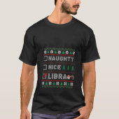 Santas Naughty Nice Libra Zodiac Star Ugly Christm T-Shirt (Vorderseite)