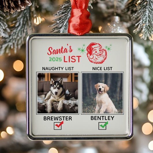 Santa's Naughty or Nice List Dog Photo Ornament