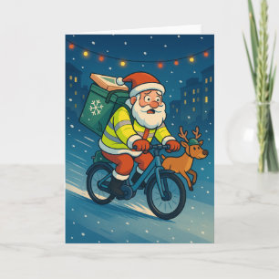 Santas Nebenerwerb: Essenslieferungsmodus Feiertagskarte
