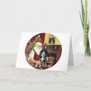 Santas new- Bernese Mountain Dog Puppy (L) Feiertagskarte
